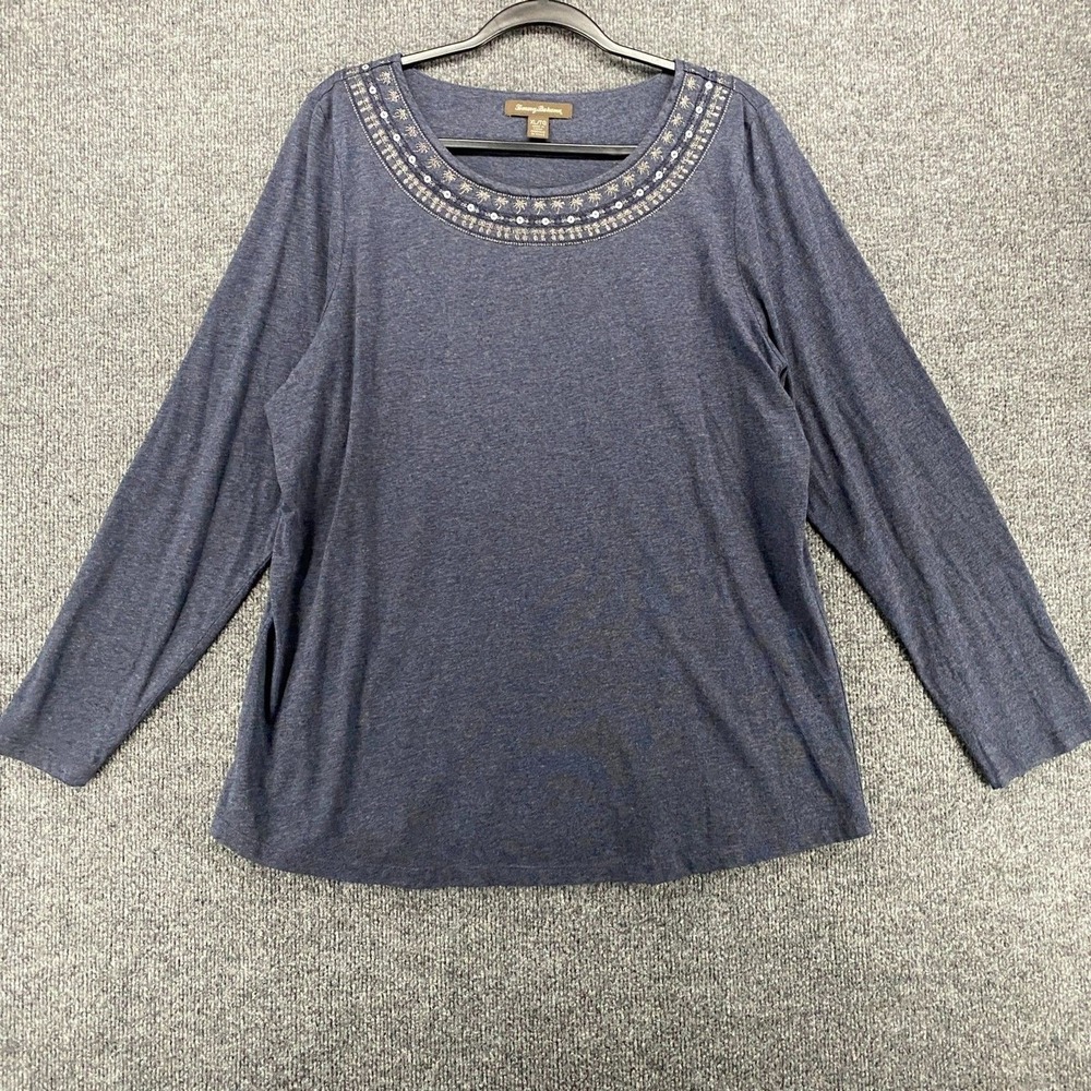 Tommy Bahama Sweater Womens XL Blue Round Neck Pullover Casual Western Outdoor